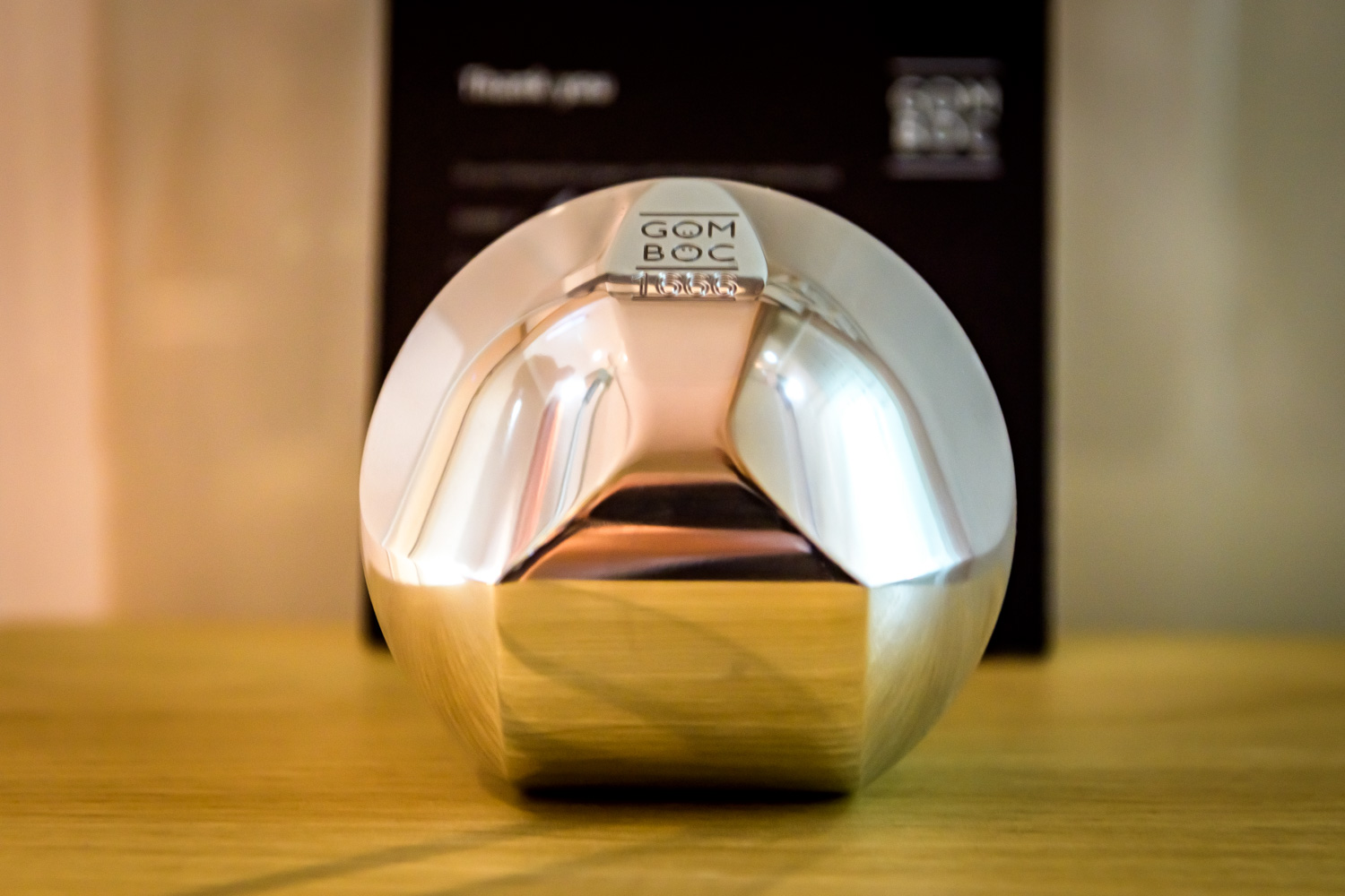 An artwork in a glass box.